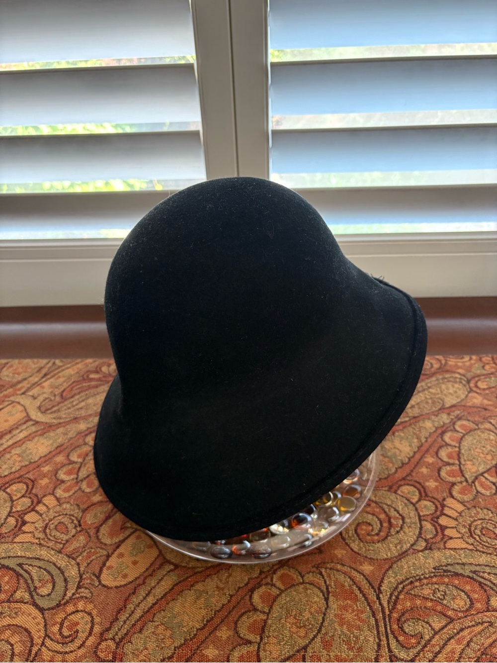 Vintage Scala Black Wool Felt Rolled Brim Cloche Hat Good Condition